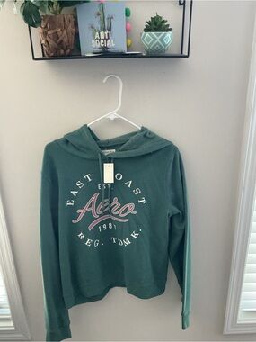 Aeropostale Green Pullover Hoodie with Pink & White Logo